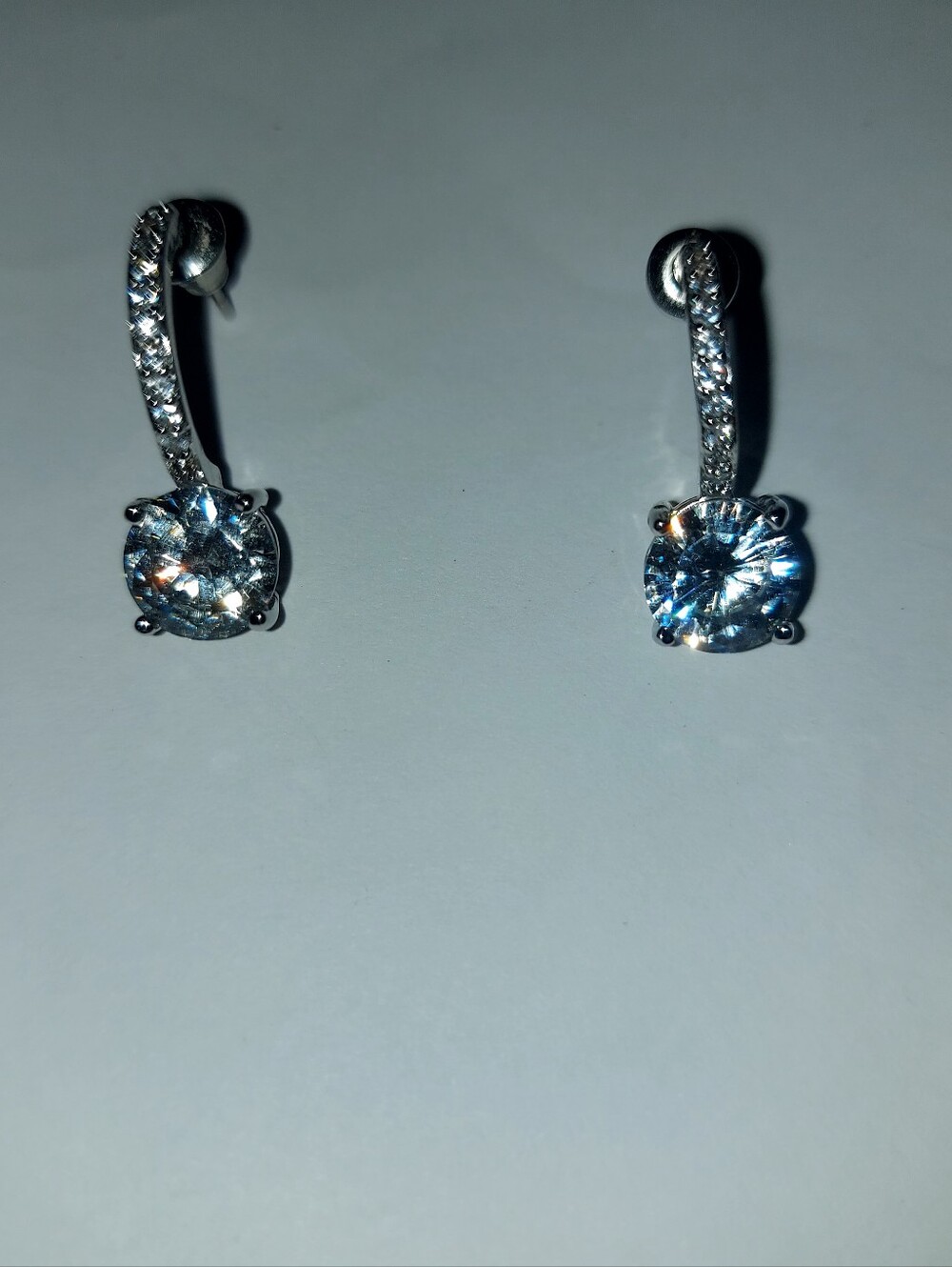 Silver Tone Clear Crystal Drop Earrings - Sparkling Dangle
